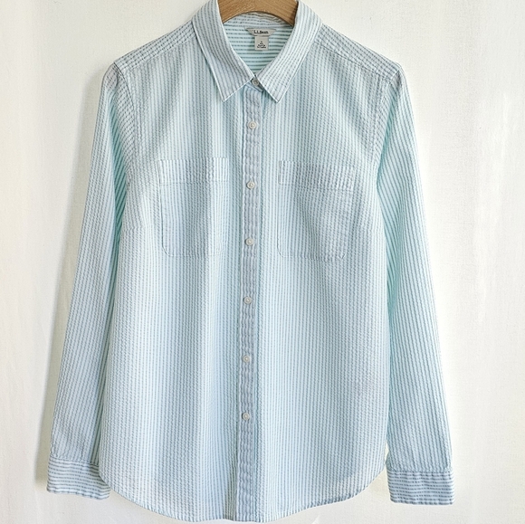 LL Bean Vacationland Seersucker Shirt Long-Sleeve - Picture 9 of 16